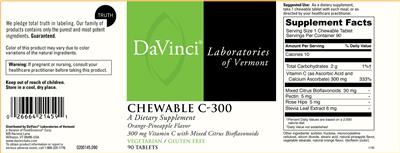 Photo of the DaVinci Laboratories of Vermont Chewable C-300 Orange-Pineapple Flavor label