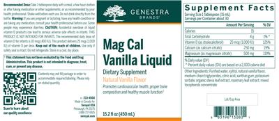 Photo of the Genestra Brands Mag Cal Vanilla Liquid Natural Vanilla Flavor label