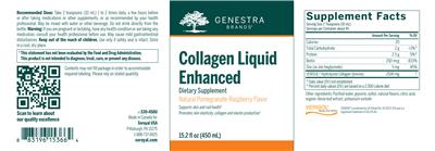 Photo of the Genestra Brands Collagen Liquid Enhanced Natural Pomegranate-Raspberry Flavor label