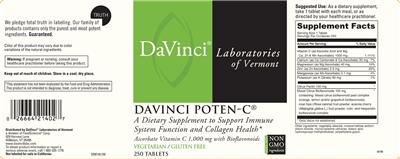 Photo of the DaVinci Laboratories of Vermont Davinci Poten-C 500 label