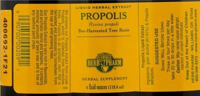 Photo of the Herb Pharm Propolis label