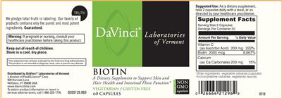 Photo of the DaVinci Laboratories of Vermont Biotin label