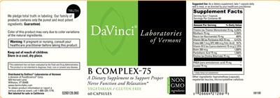 Photo of the DaVinci Laboratories of Vermont B Complex-75 label