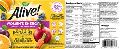 Photo of the Nature's Way Alive! Women's Energy label