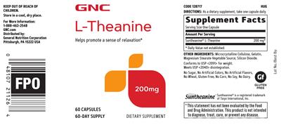 Photo of the GNC L-Theanine 200 mg label