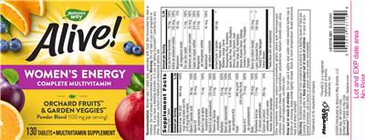 Photo of the Nature's Way Alive! Women's Energy label