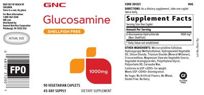 Photo of the GNC Glucosamine 1000 mg label