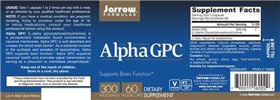 Photo of the Jarrow Formulas Alpha GPC 300 mg label