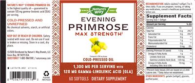 Photo of the Nature's Way Evening Primrose Max Strength label