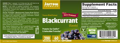 Photo of the Jarrow Formulas Blackcurrant Freeze-Dried Extract 200 mg label