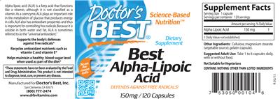 Photo of the Doctor's Best Best Alpha-Lipoic Acid label
