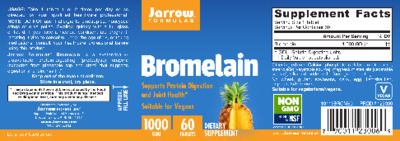 Photo of the Jarrow Formulas Bromelain 1000 GDU label