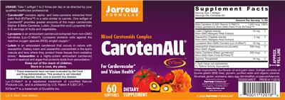 Photo of the Jarrow Formulas CarotenAll label