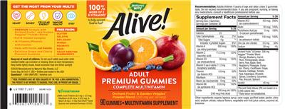 Photo of the Nature's Way Alive! Adult Premium Gummies label