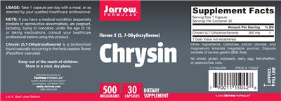 Photo of the Jarrow Formulas Chrysin 500 mg label