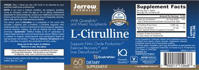 Photo of the Jarrow Formulas L-Citrulline label