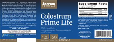 Product label for Colostrum Prime Life 400 mg