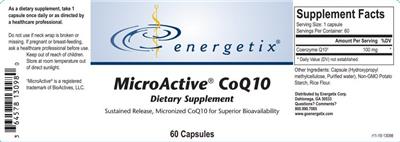 Photo of the Energetix MicroActive CoQ10 label