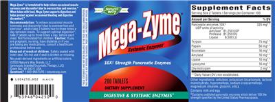 Photo of the Nature's Way Mega-Zyme label