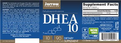 Photo of the Jarrow Formulas DHEA 10 label