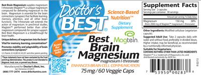 Photo of the Doctor's Best Best Brain Magnesium label