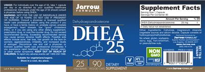 Photo of the Jarrow Formulas DHEA 25 mg label