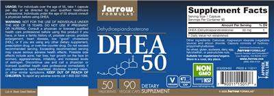 Photo of the Jarrow Formulas DHEA 50 mg label