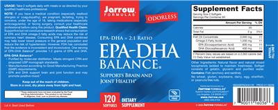 Photo of the Jarrow Formulas EPA-DHA Balance label