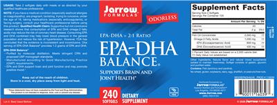 Photo of the Jarrow Formulas EPA-DHA Balance label