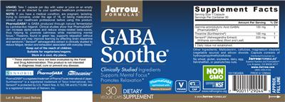Photo of the Jarrow Formulas GABA Soothe label