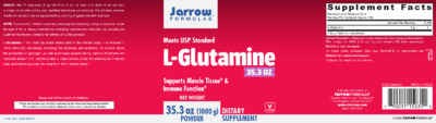 Photo of the Jarrow Formulas L-Glutamine Powder label