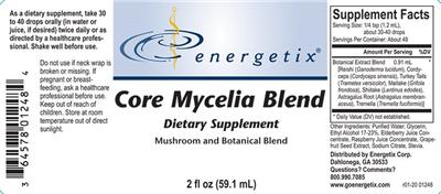 Photo of the Energetix Core Mycelia Blend label