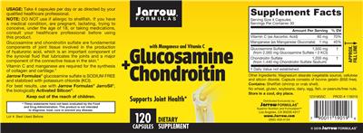 Photo of the Jarrow Formulas Glucosamine + Chondroitin label