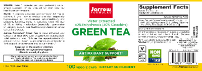 Photo of the Jarrow Formulas Green Tea label