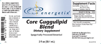 Photo of the Energetix Core Guggulipid Blend label