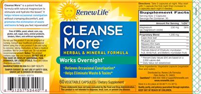 Photo of the Renew Life Cleanse More label
