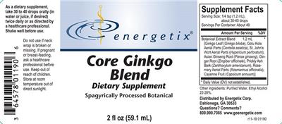 Photo of the Energetix Core Ginkgo Blend label