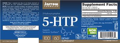Photo of the Jarrow Formulas 5-HTP 100 mg label