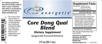Photo of the Energetix Core Dong Quai Blend label