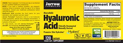 Photo of the Jarrow Formulas Hyaluronic Acid label