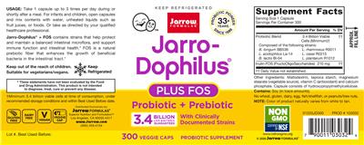 Photo of the Jarrow Formulas Jarro-Dophilus + FOS label
