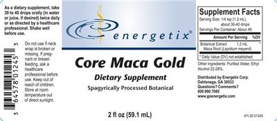 Photo of the Energetix Core Maca Gold label