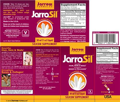 Photo of the Jarrow Formulas JarroSil label
