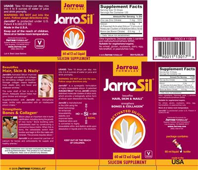 Photo of the Jarrow Formulas JarroSil label