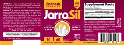 Photo of the Jarrow Formulas JarroSil 10 mg label