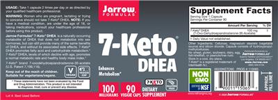 Photo of the Jarrow Formulas 7-Keto DHEA 100 mg label