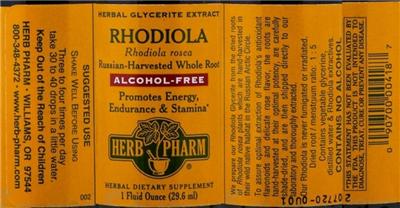 Photo of the Herb Pharm Rhodiola label