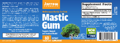 Photo of the Jarrow Formulas Mastic Gum label