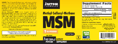 Photo of the Jarrow Formulas MSM Powder label