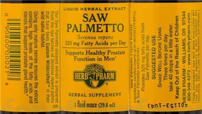 Photo of the Herb Pharm Saw Palmetto label